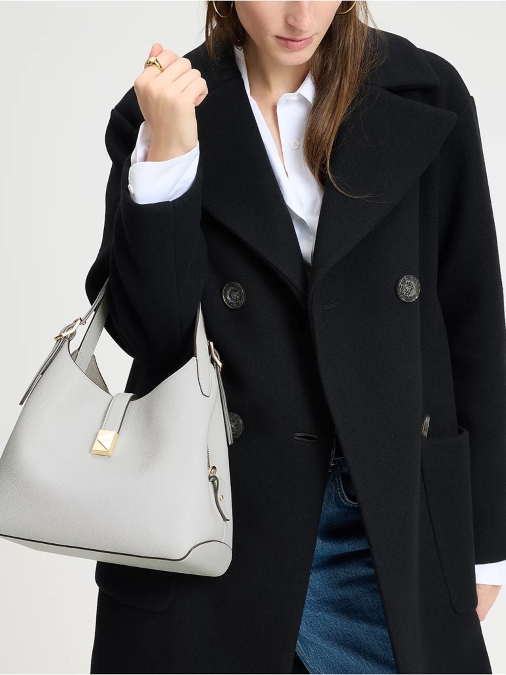 kate spade new york Deco Pebbled Leather Crossbody Tote - Black - Picture 7 of 11